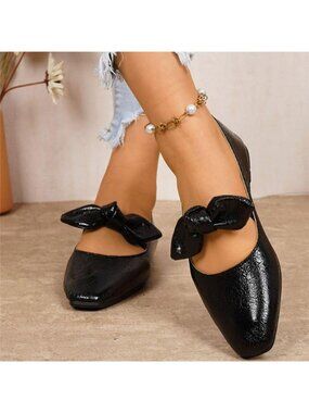 Bow Square Toe Slip-Ons